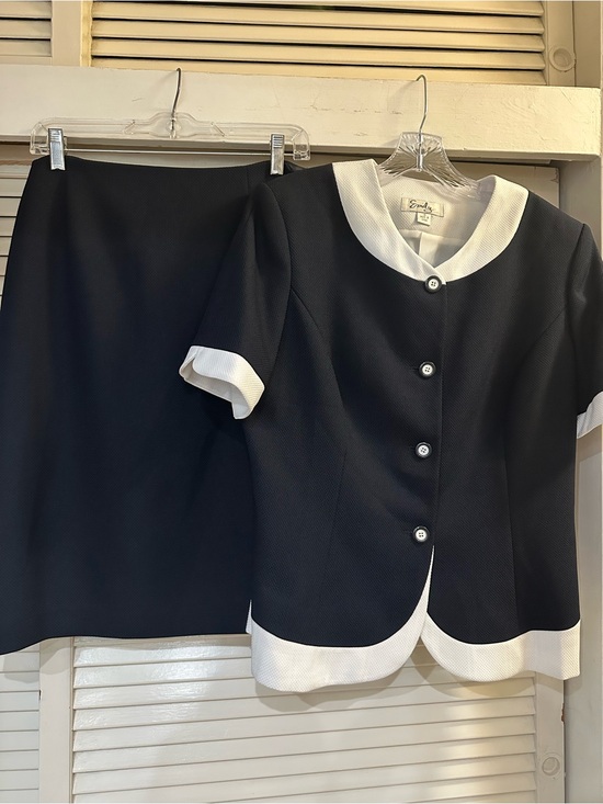 Emily... Jackets & Blazers - Emily Navy Jacket and Skirt Set with White Trim